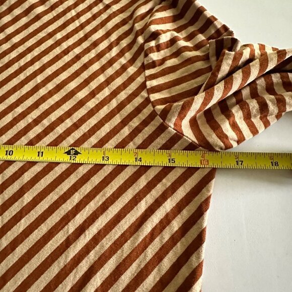 CHICO'S Tunic Shirt Size 0 Small Brown Striped Asymmetric Long Sleeve Stretch - Picture 6 of 11